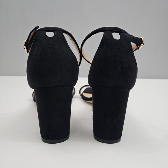 Stuart Weitzman Nudistcurve 75 Sandal Womens 9.5 Black Suede Block Heel Strappy - Picture 11 of 16